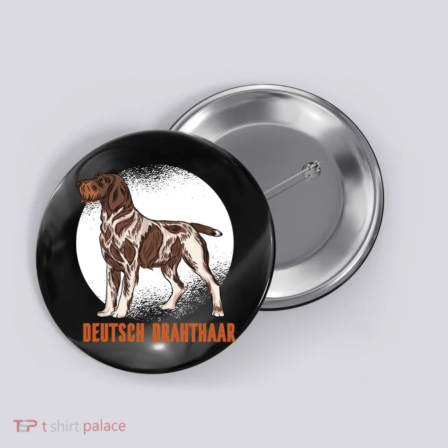 German Wirehaired Pointer Dog Button