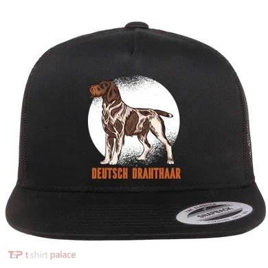 German Wirehaired Pointer Dog Flat Bill Trucker Hat