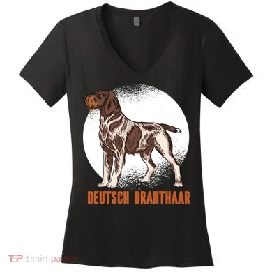 German Wirehaired Pointer Dog Women's V-Neck T-Shirt
