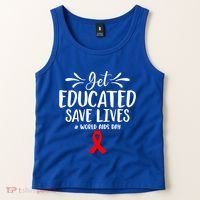 Get Educated Save Lives World Aids Day Gift Tank Top thumb 2