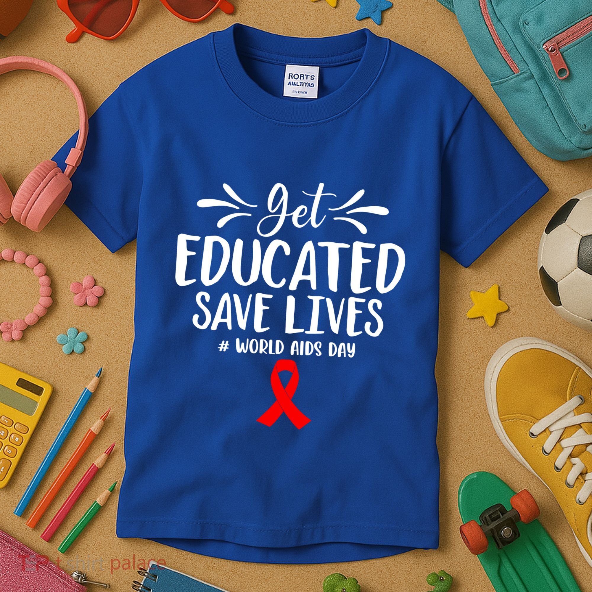 Get Educated Save Lives World Aids Day Gift Kids T-Shirt