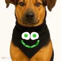 Green Eggs Smile Brunch Breakfast USA-Made Doggie Bandana thumb 1