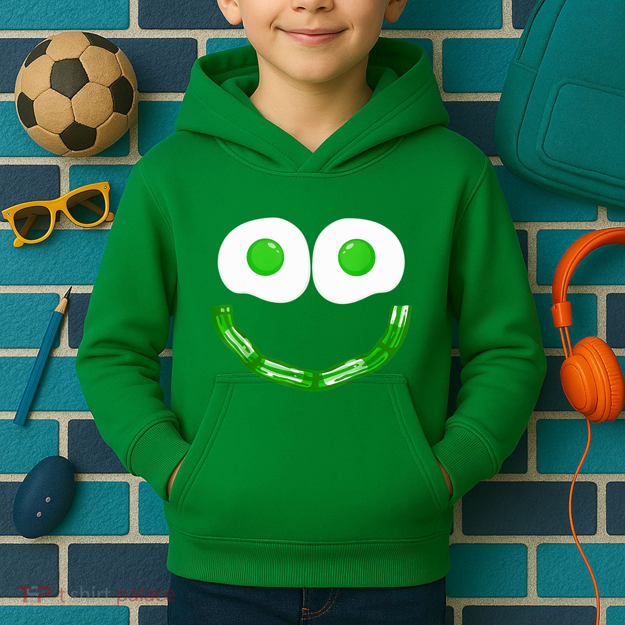 Green Eggs Smile Brunch Breakfast Kids Hoodie