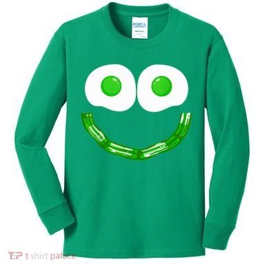 Green Eggs Smile Brunch Breakfast Kids Long Sleeve Shirt