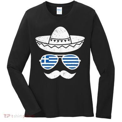 Greek Easter Sunglasses Cinco De Mayo Mexican Women's Long Sleeve Shirt