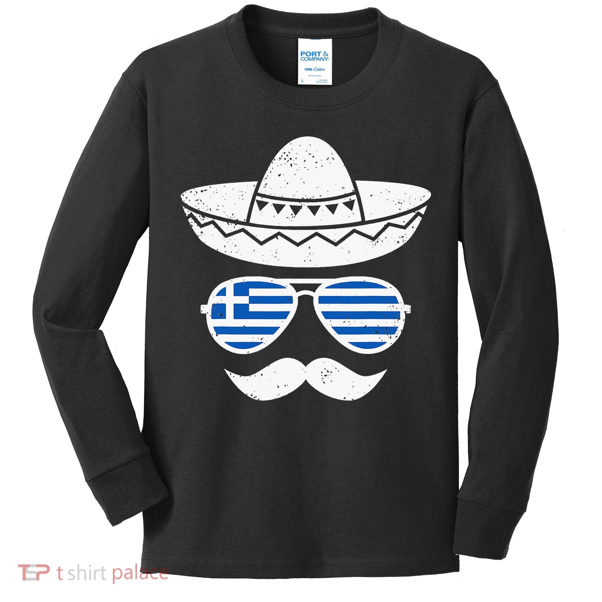 Greek Easter Sunglasses Cinco De Mayo Mexican Kids Long Sleeve Shirt