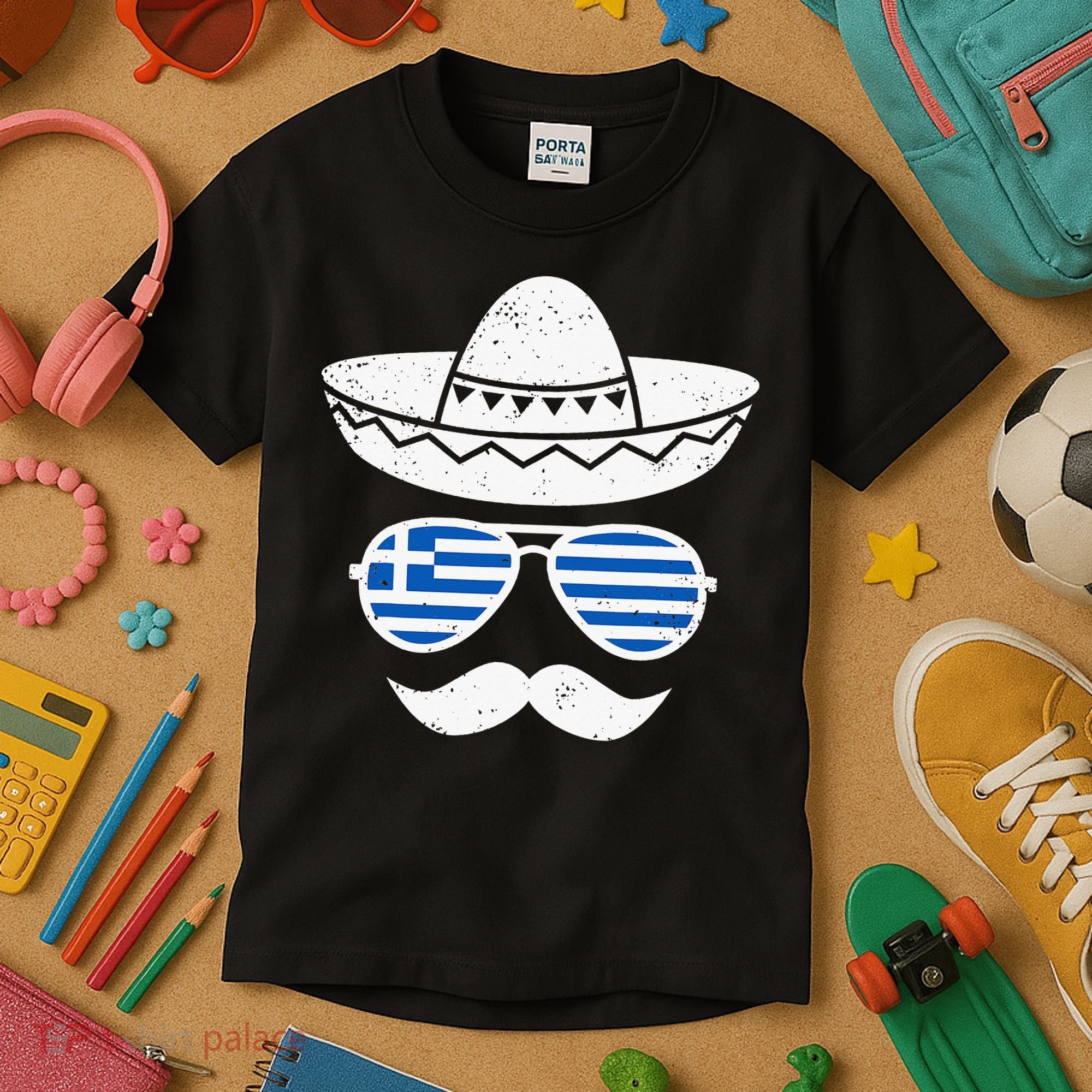 Greek Easter Sunglasses Cinco De Mayo Mexican Kids T-Shirt