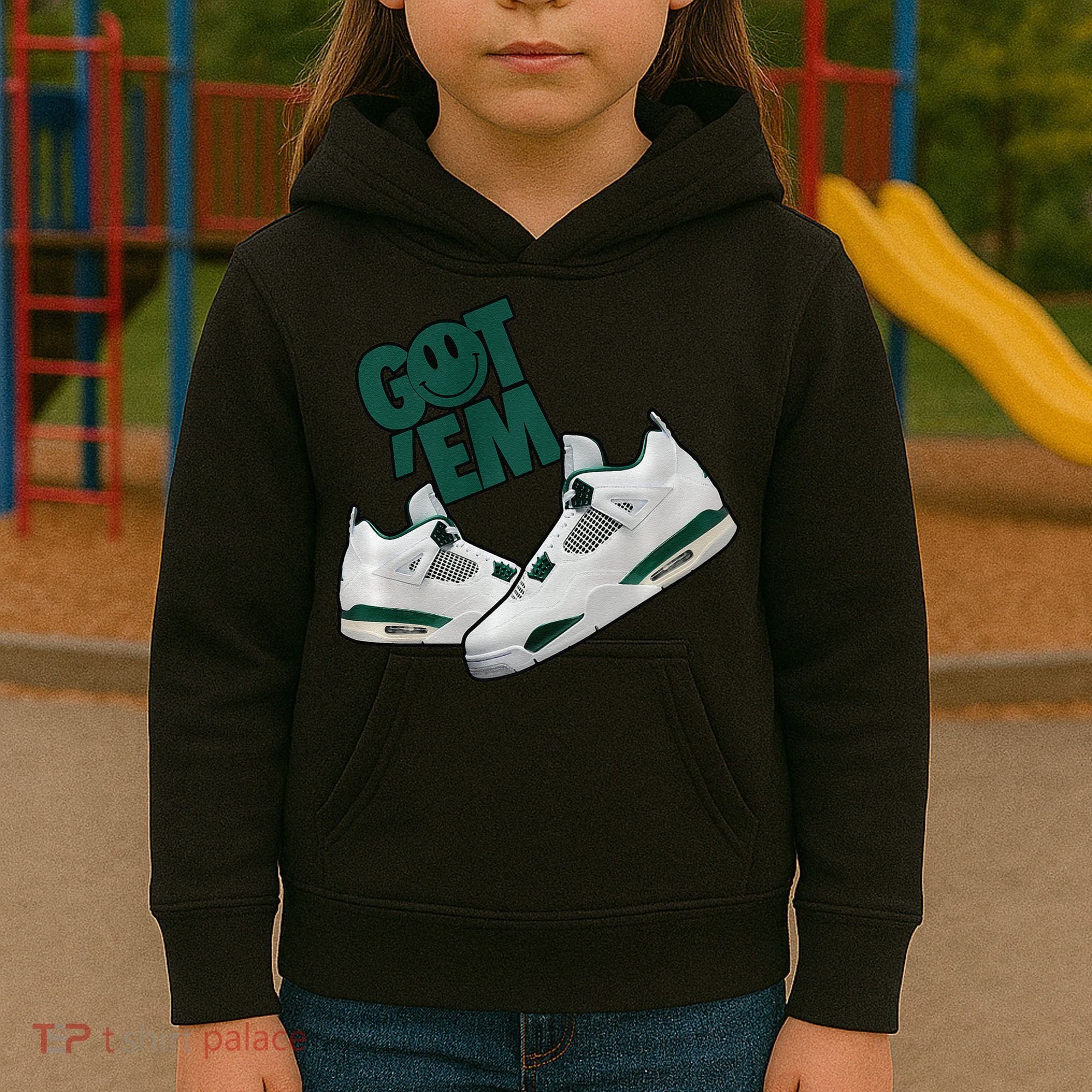 Got Em Smile Matching Oxidized Green 4s Premium Kids Hoodie