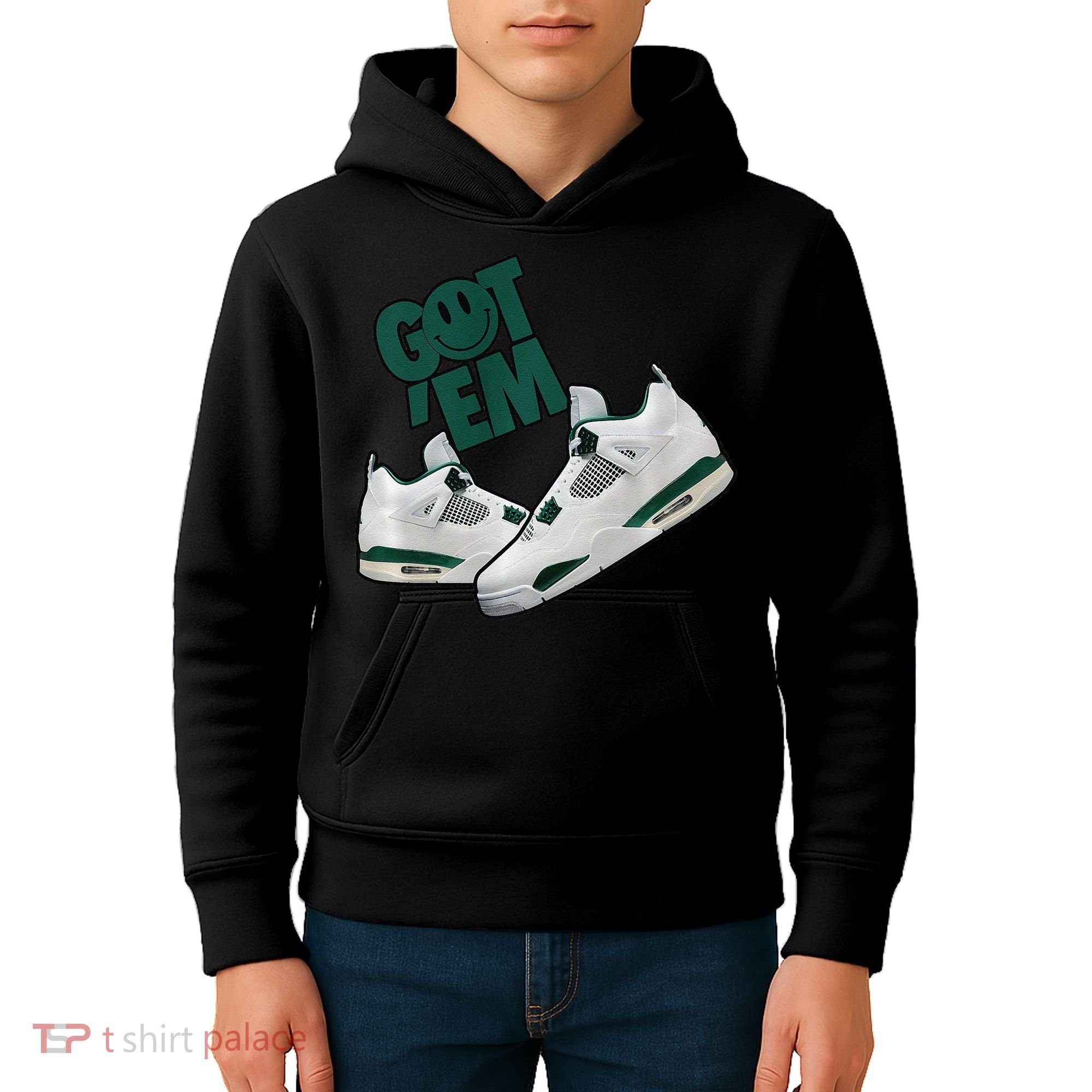 Got Em Smile Matching Oxidized Green 4s Premium Kids Hoodie
