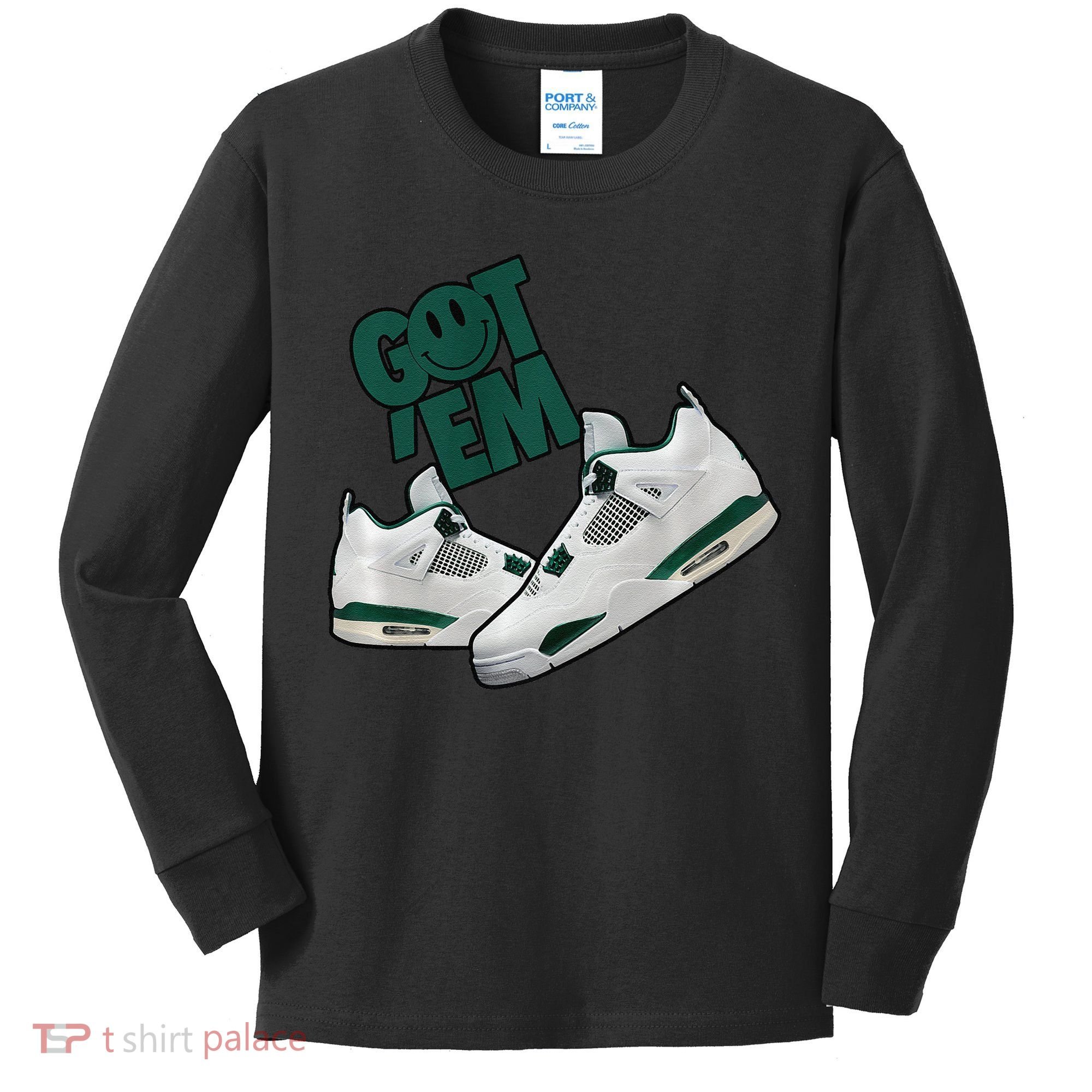 Got Em Smile Matching Oxidized Green 4s Premium Kids Long Sleeve Shirt