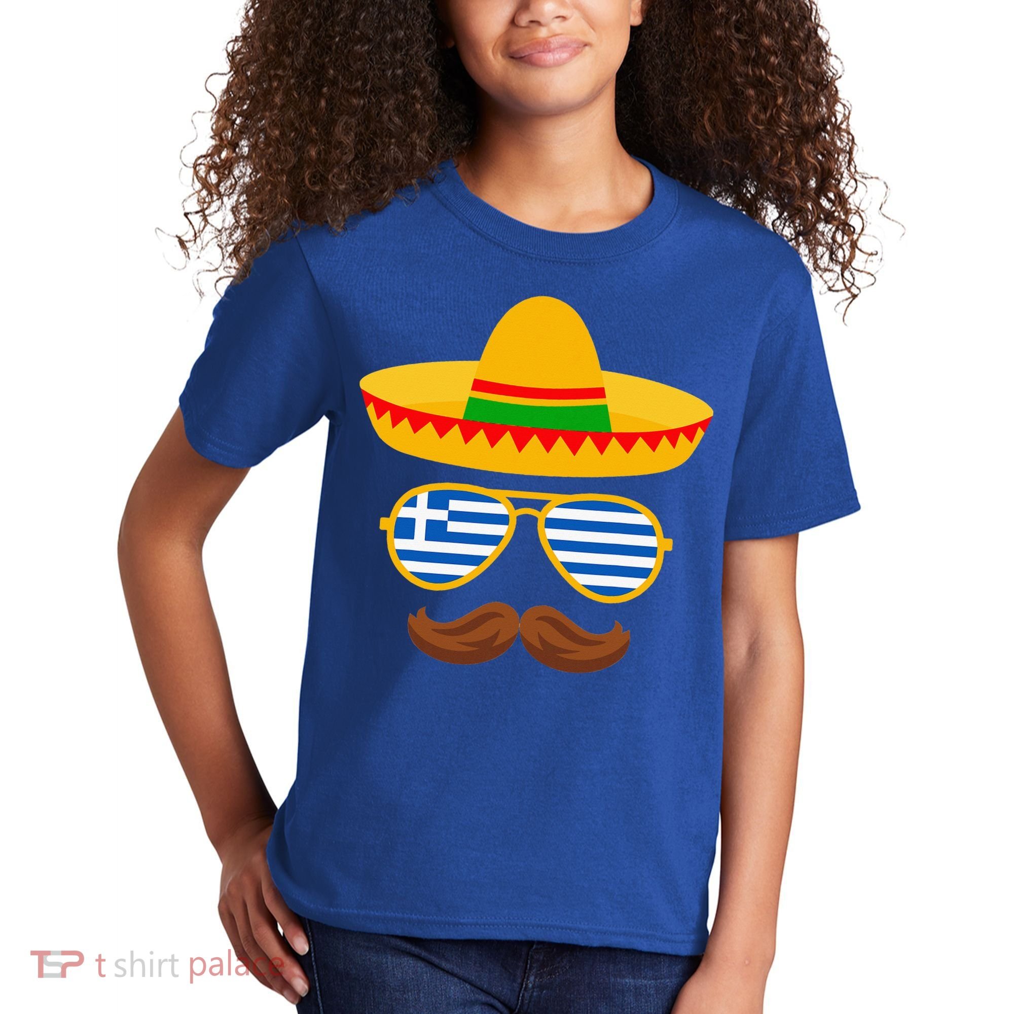 Greek Easter Sunglasses Cinco De Mayo Mexican Kids T-Shirt