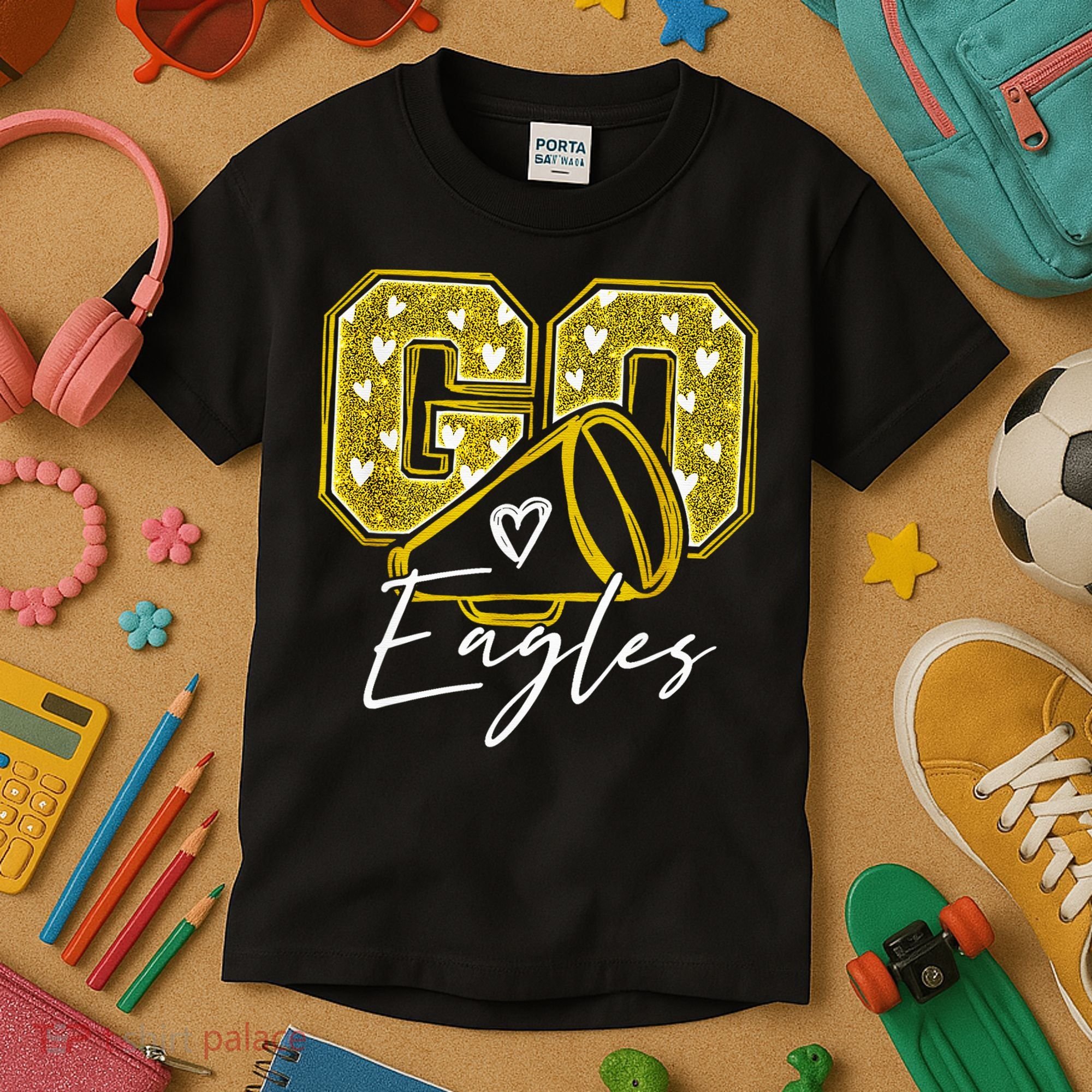 Go Eagles Sports Team Fan School Spirit Kids T-Shirt