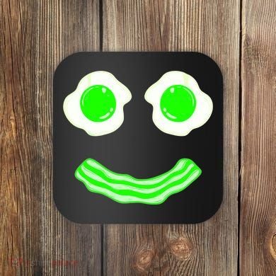 Green Eggs Smile Brunch Breakfast Coaster
