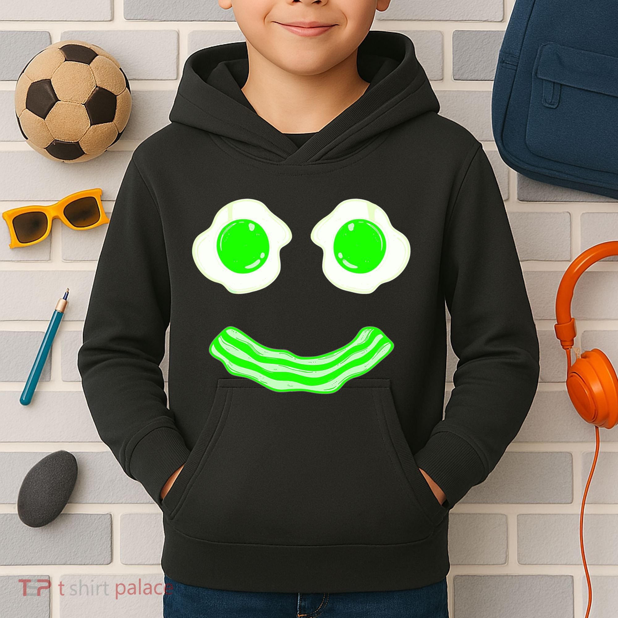 Green Eggs Smile Brunch Breakfast Kids Hoodie
