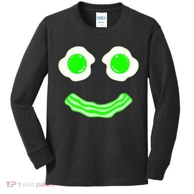 Green Eggs Smile Brunch Breakfast Kids Long Sleeve Shirt