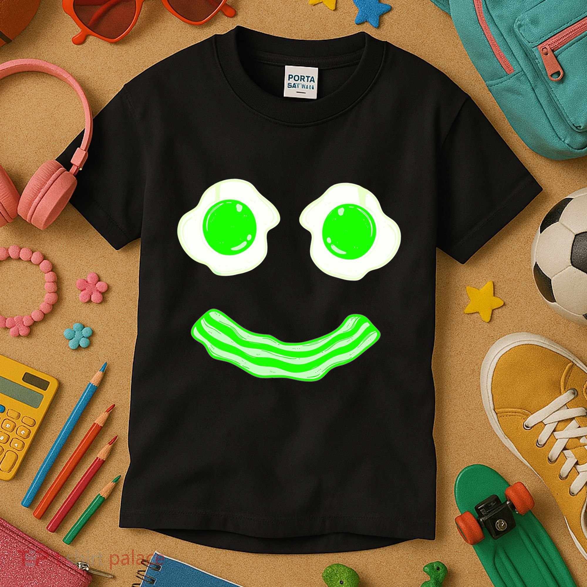 Green Eggs Smile Brunch Breakfast Kids T-Shirt