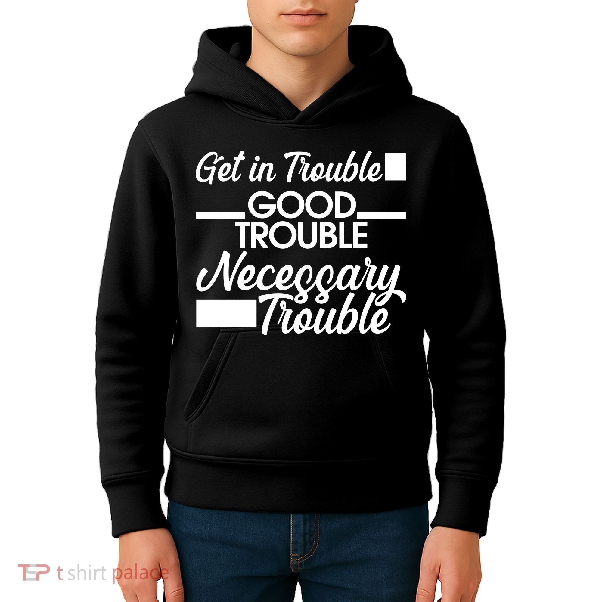 Get In Good Necessary Trouble RIP John Lewis  Kids Hoodie