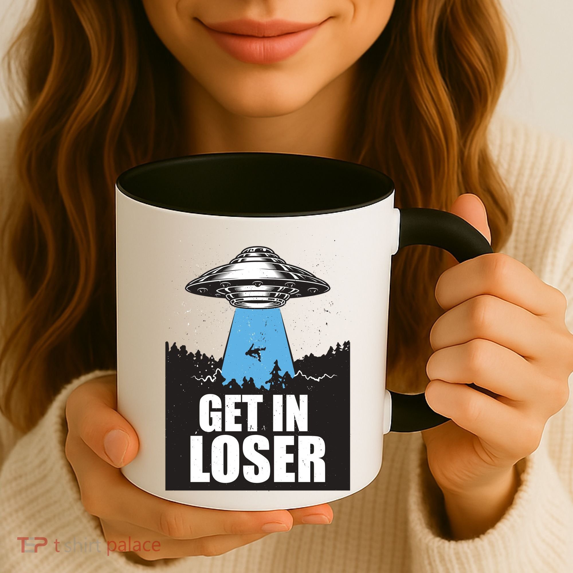 Get In Loser Alien UFO Coffee Mug
