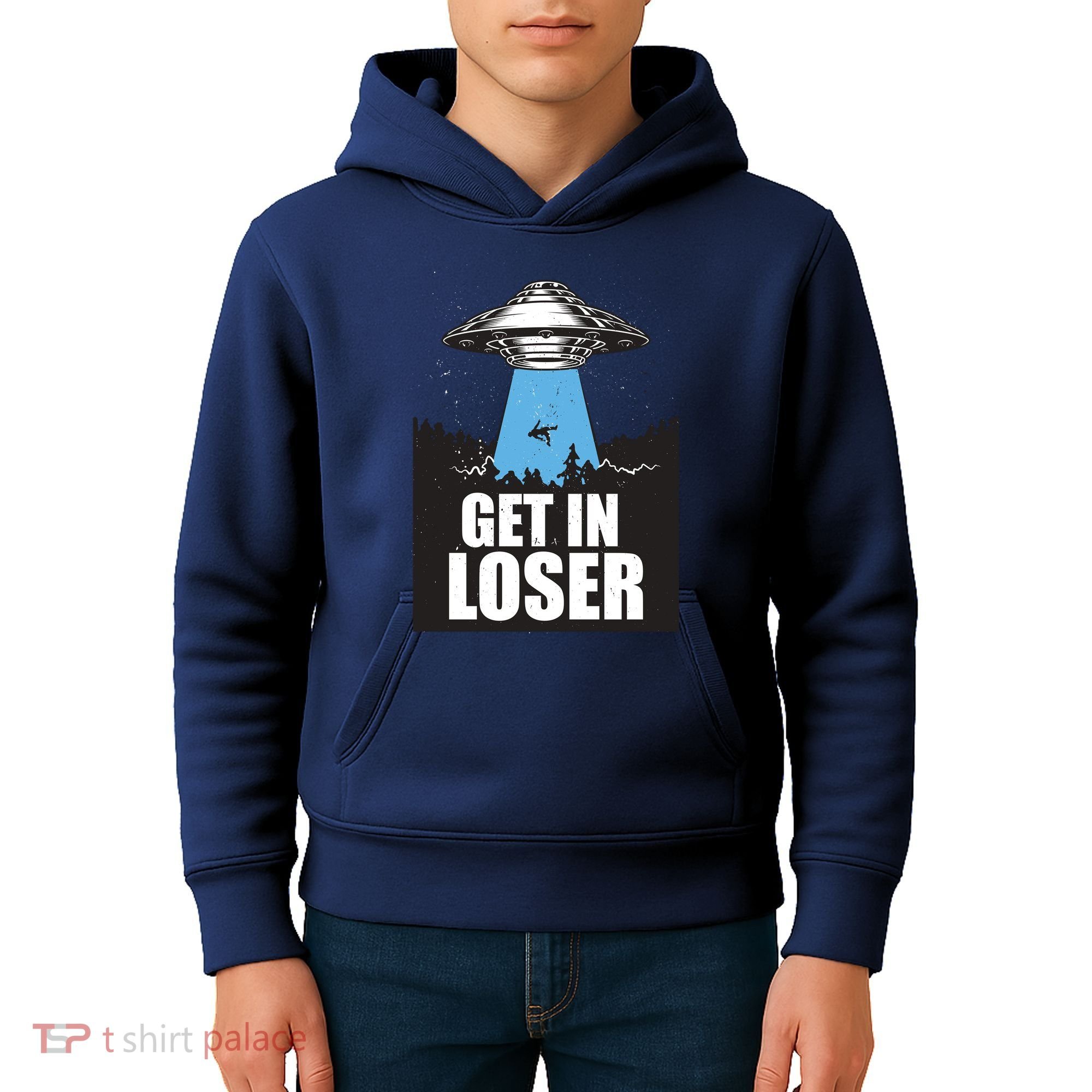 Get In Loser Alien UFO Kids Hoodie