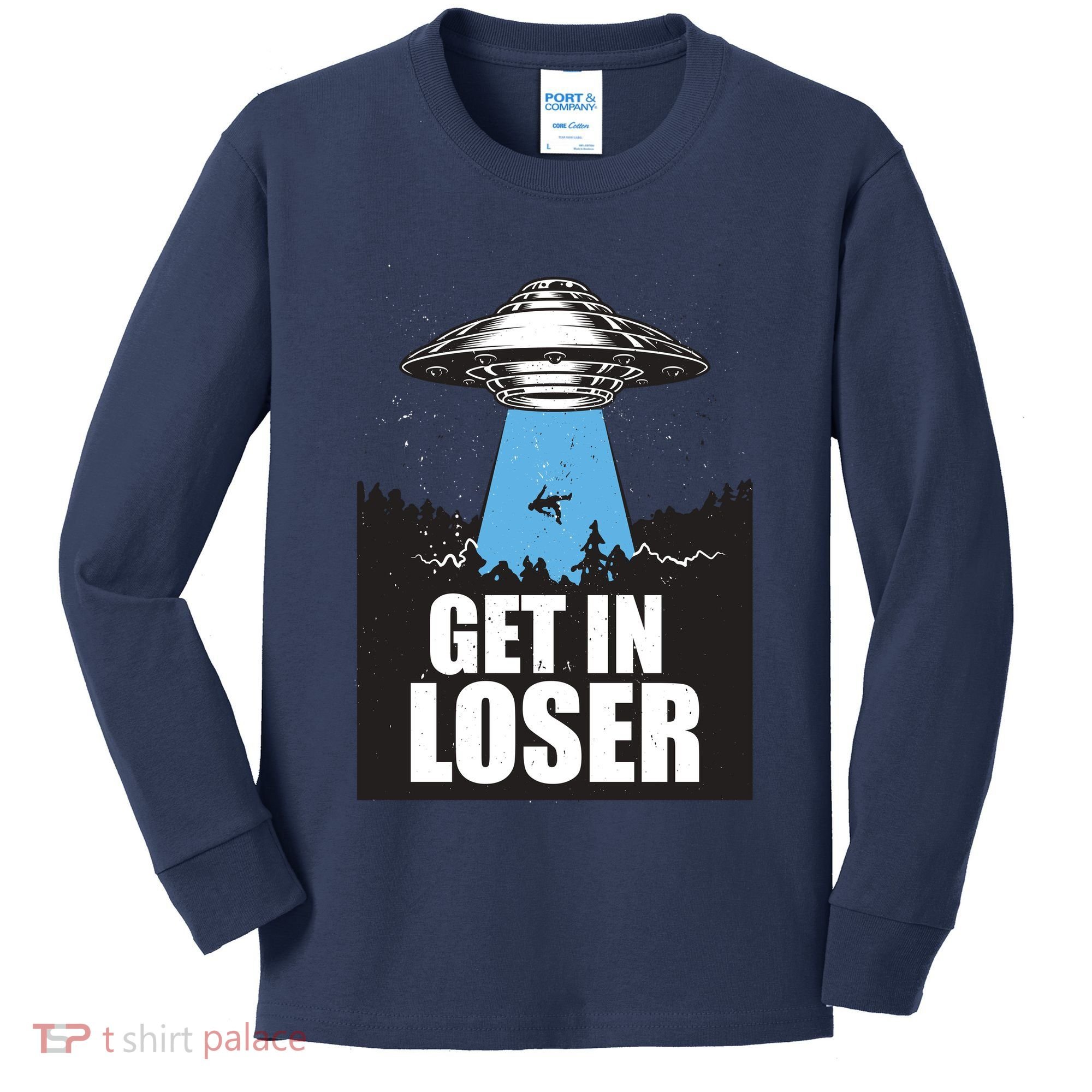 Get In Loser Alien UFO Kids Long Sleeve Shirt