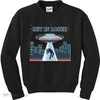 Get In Loser Anti Joe Biden UFO Abduction Kids Sweatshirt thumb 0