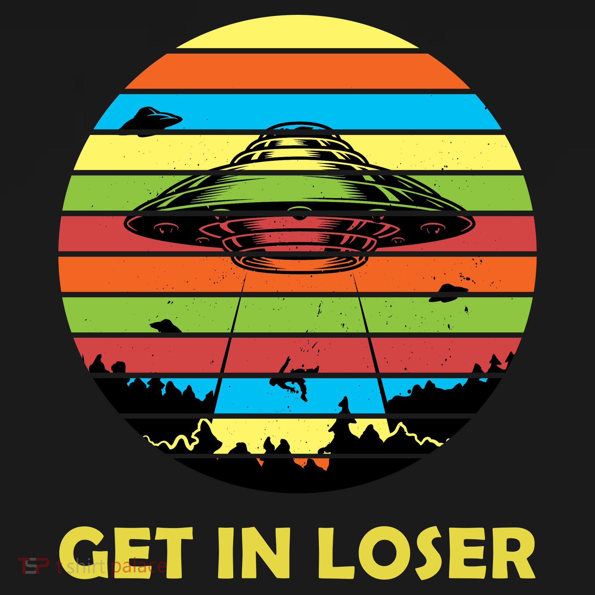 Get In Loser UFO Retro Alien Spaceship Backpack