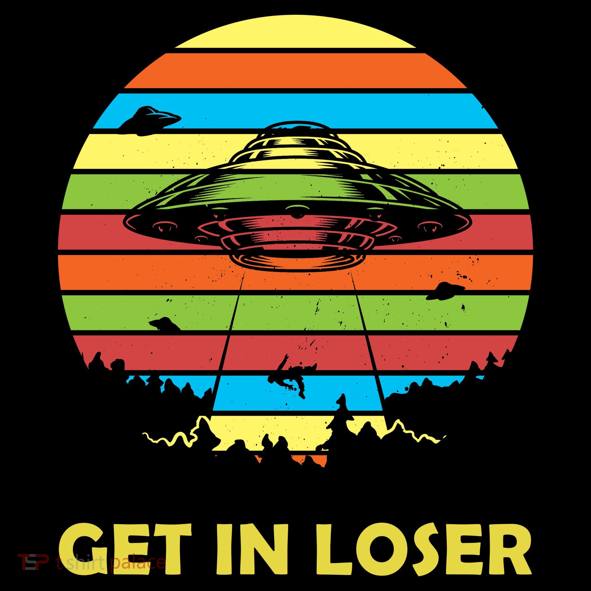 Get In Loser UFO Retro Alien Spaceship Ornament