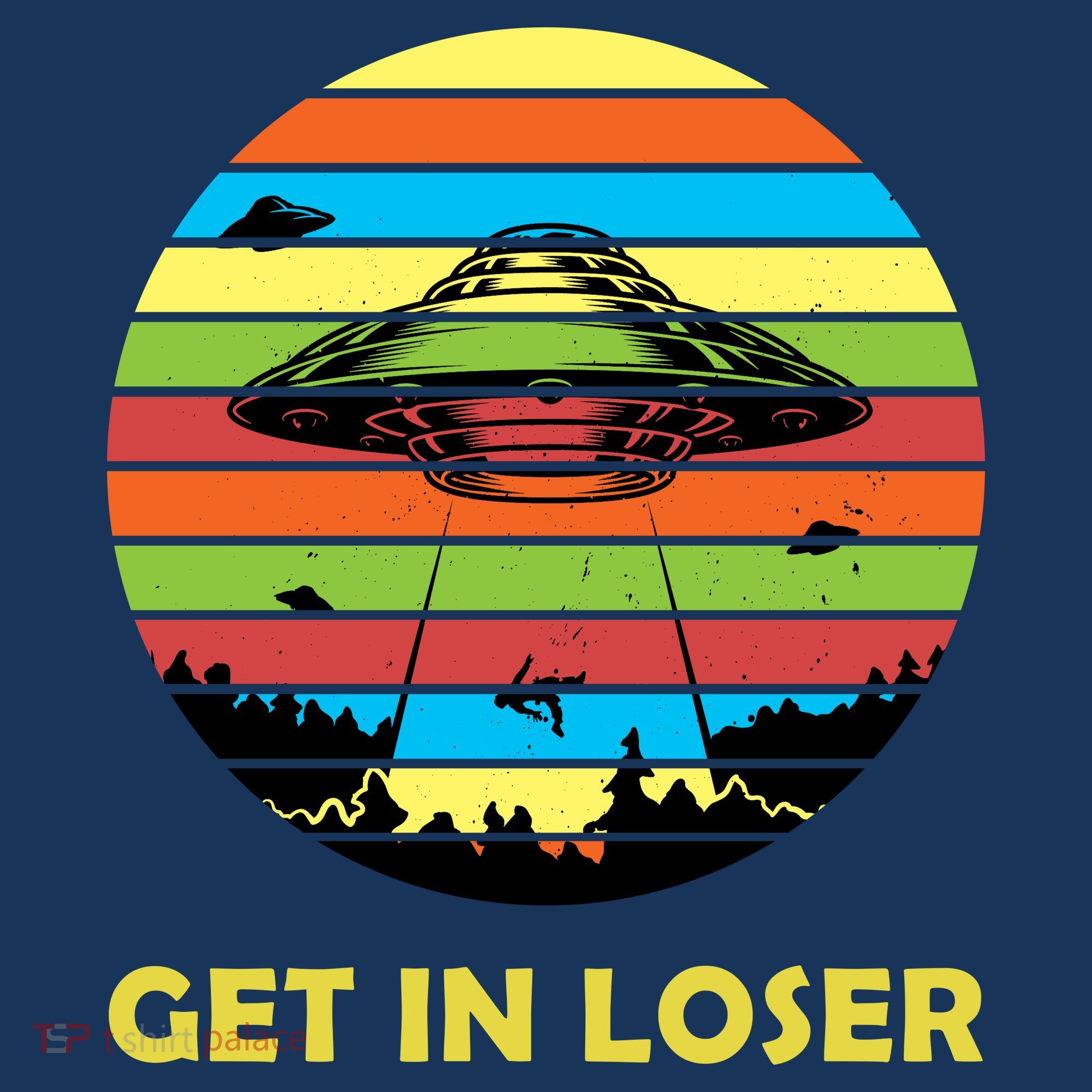 Get In Loser UFO Retro Alien Spaceship Doggie Tank