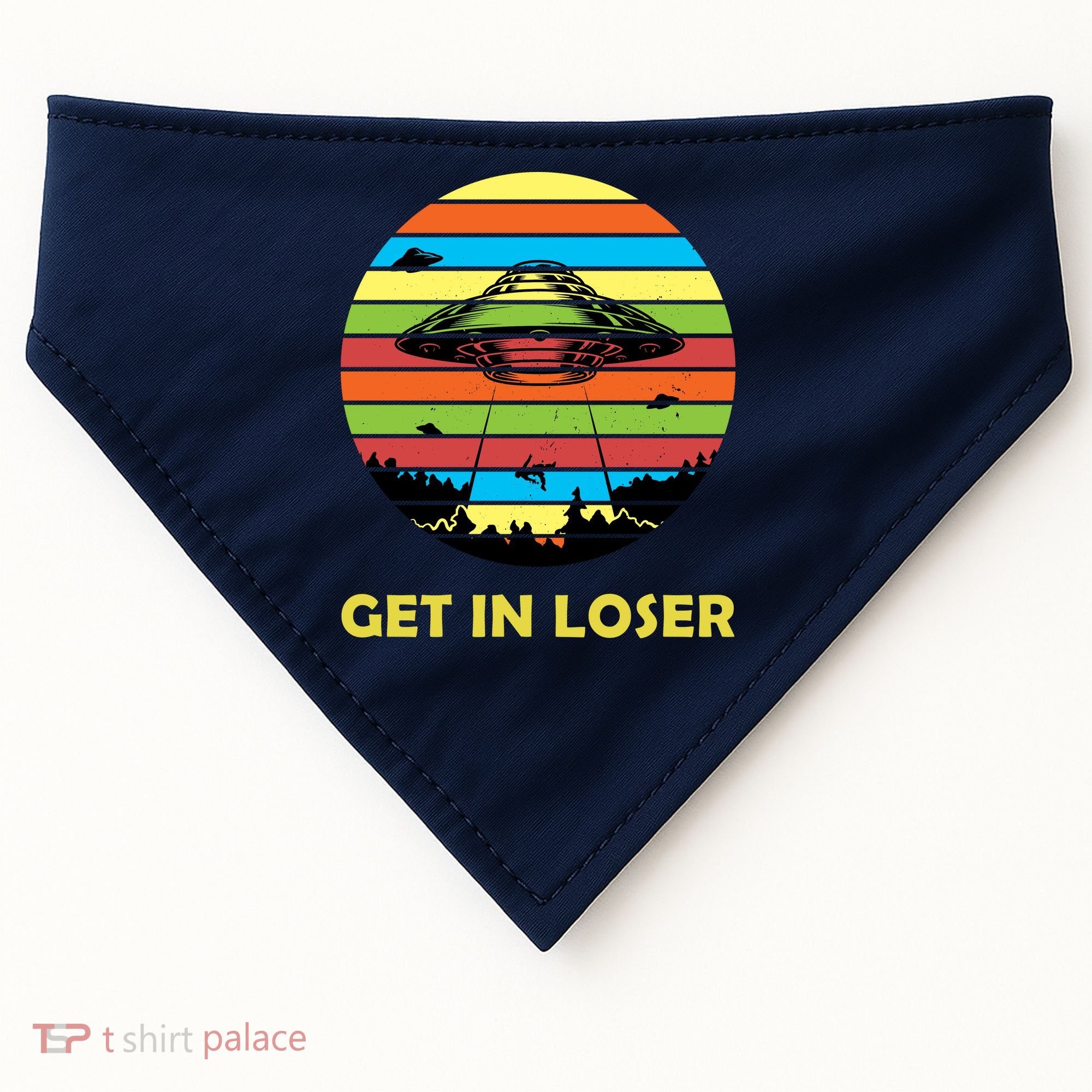 Get In Loser UFO Retro Alien Spaceship USA-Made Doggie Bandana