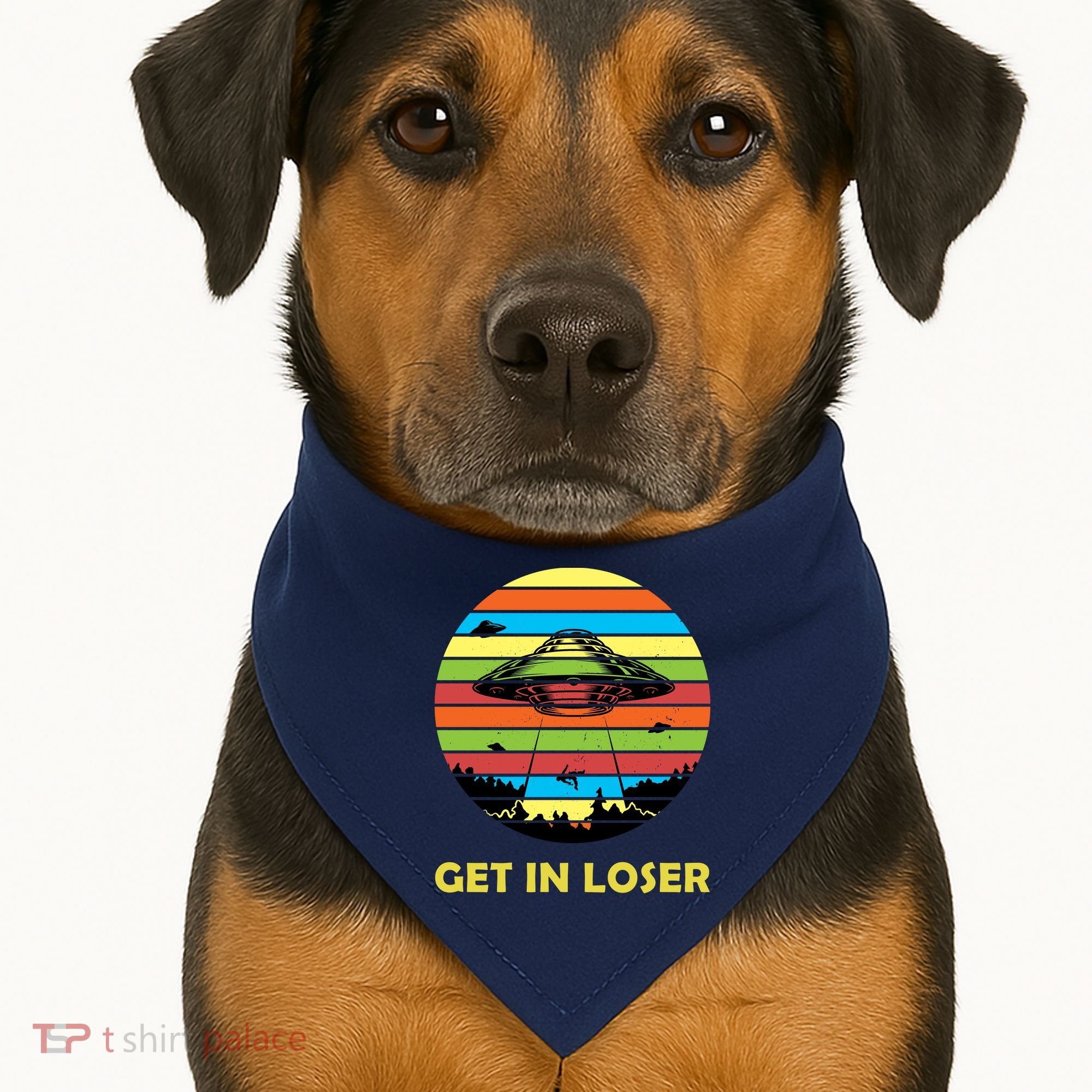 Get In Loser UFO Retro Alien Spaceship USA-Made Doggie Bandana