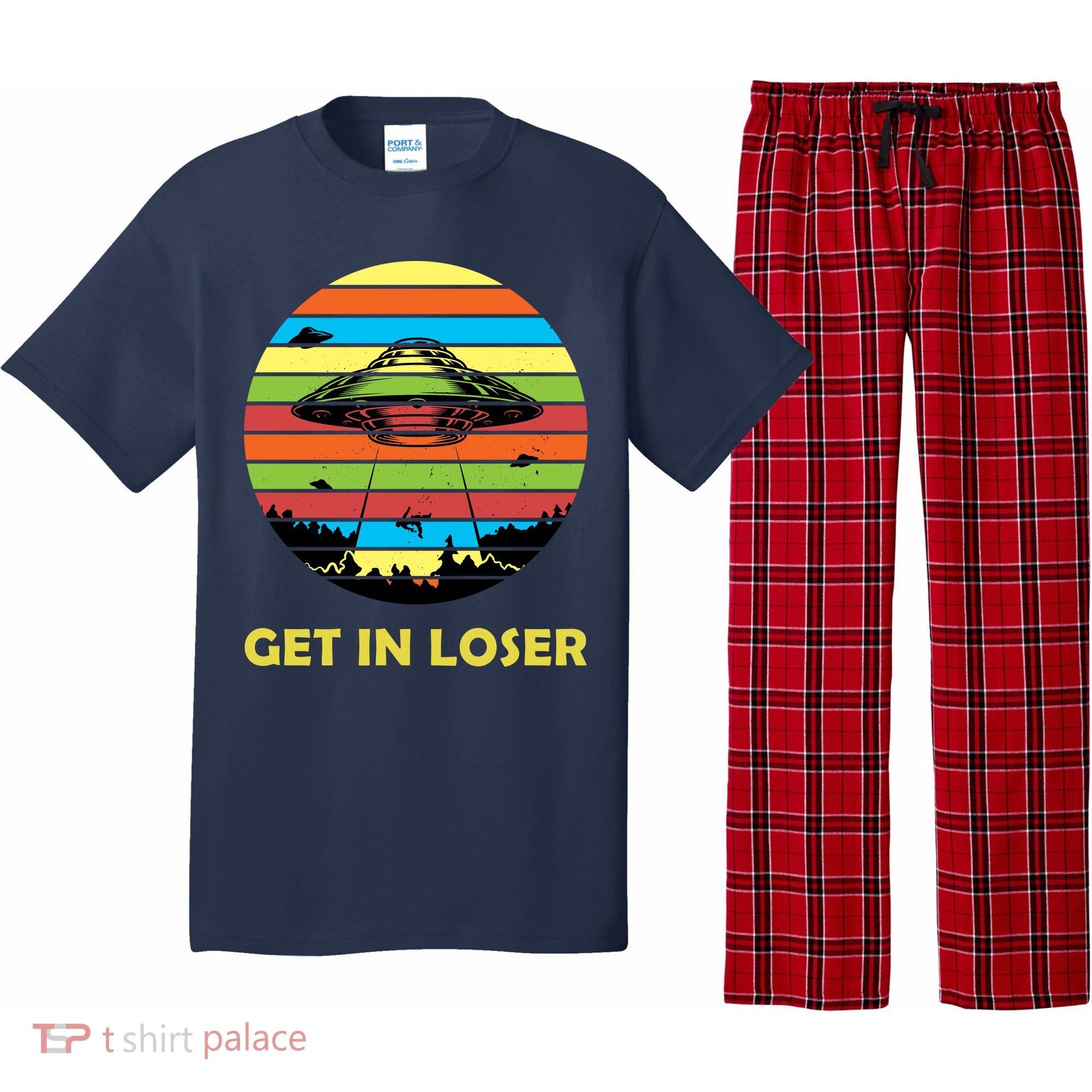 Get In Loser UFO Retro Alien Spaceship Pajama Set