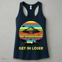 Get In Loser UFO Retro Alien Spaceship Women's Tank Top thumb 3