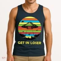 Get In Loser UFO Retro Alien Spaceship Tank Top thumb 3