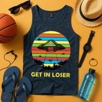 Get In Loser UFO Retro Alien Spaceship Tank Top thumb 4