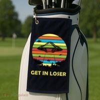 Get In Loser UFO Retro Alien Spaceship Golf Towel thumb 2