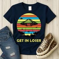 Get In Loser UFO Retro Alien Spaceship Women's T-Shirt thumb 3