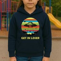 Get In Loser UFO Retro Alien Spaceship Kids Hoodie thumb 3