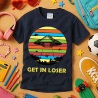 Get In Loser UFO Retro Alien Spaceship Kids T-Shirt thumb 3