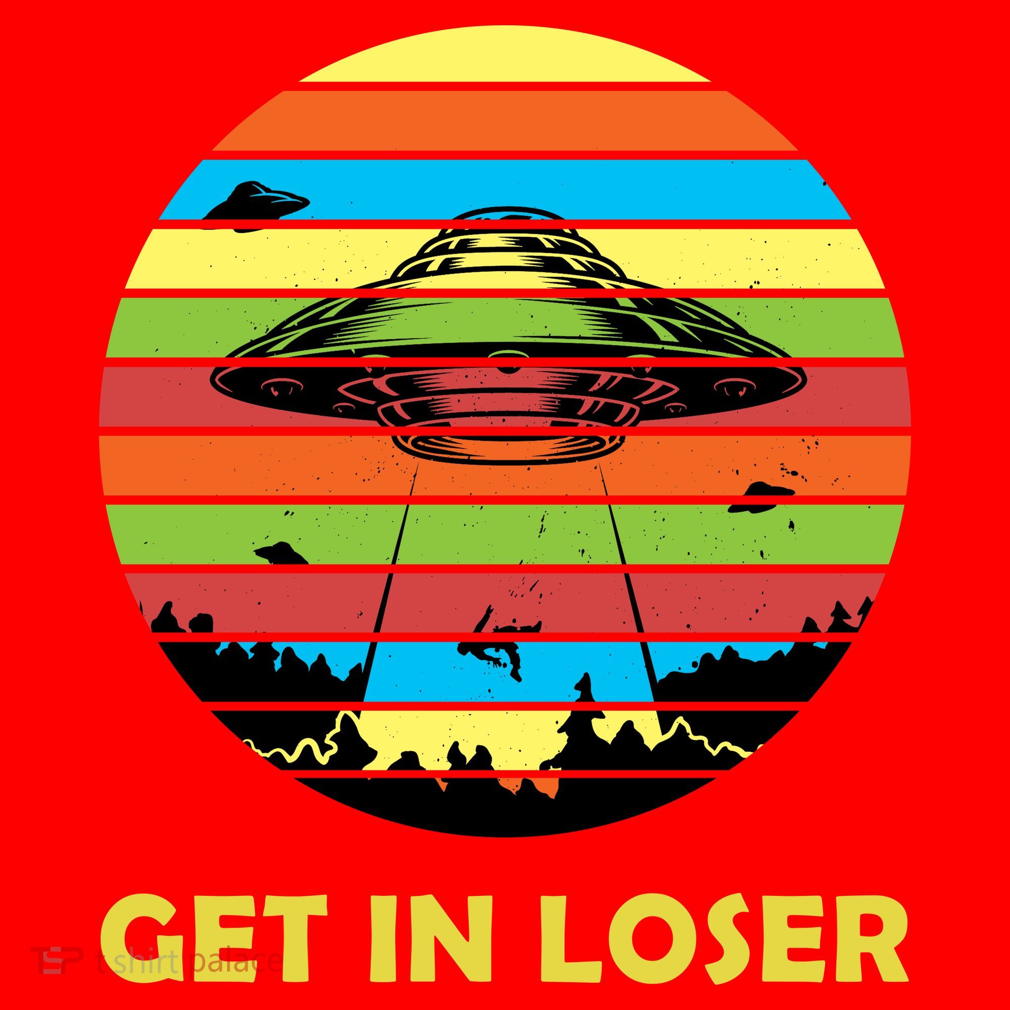 Get In Loser UFO Retro Alien Spaceship Santa Hat