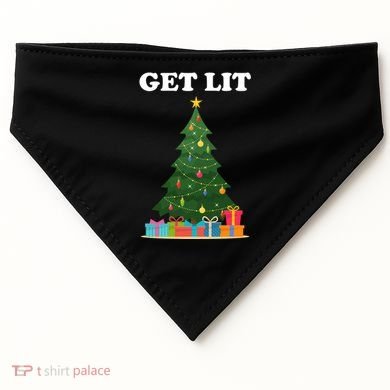 Get Lit Funny Christmas USA-Made Doggie Bandana