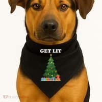 Get Lit Funny Christmas USA-Made Doggie Bandana thumb 1