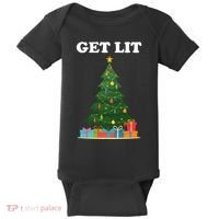 Get Lit Funny Christmas Baby Bodysuit thumb 0