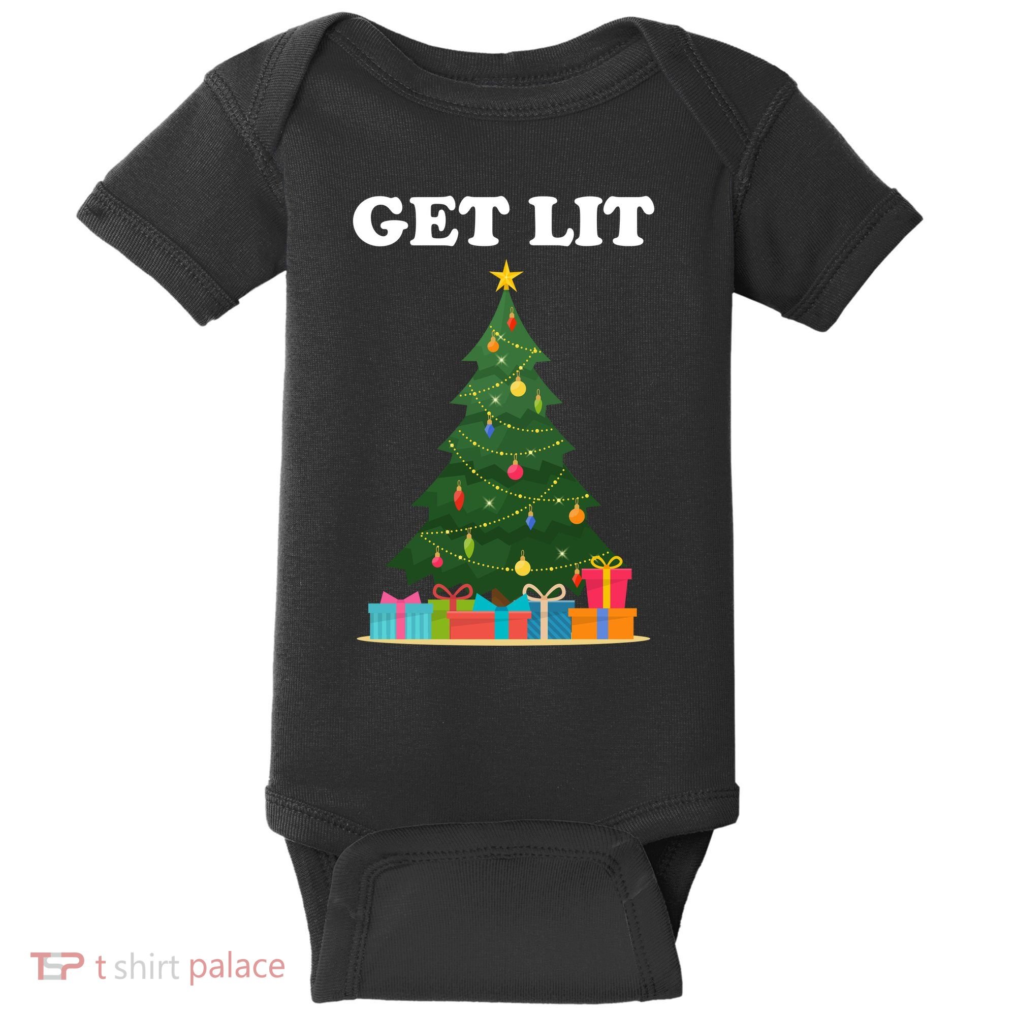 Get Lit Funny Christmas Baby Bodysuit