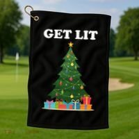 Get Lit Funny Christmas Golf Towel thumb 1