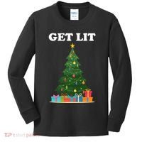 Get Lit Funny Christmas Kids Long Sleeve Shirt thumb 0