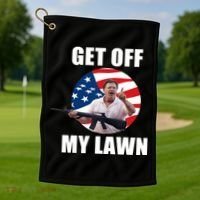 Get Off My Lawn Ken And Karen Golf Towel thumb 1