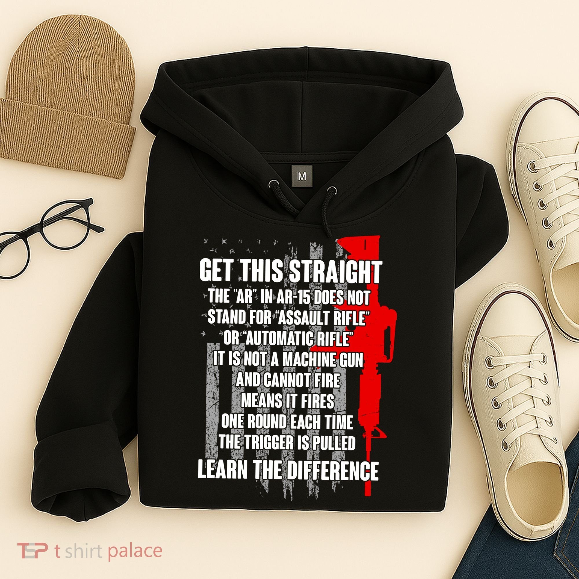 Get This Straight AR-15 US Flag Hoodie