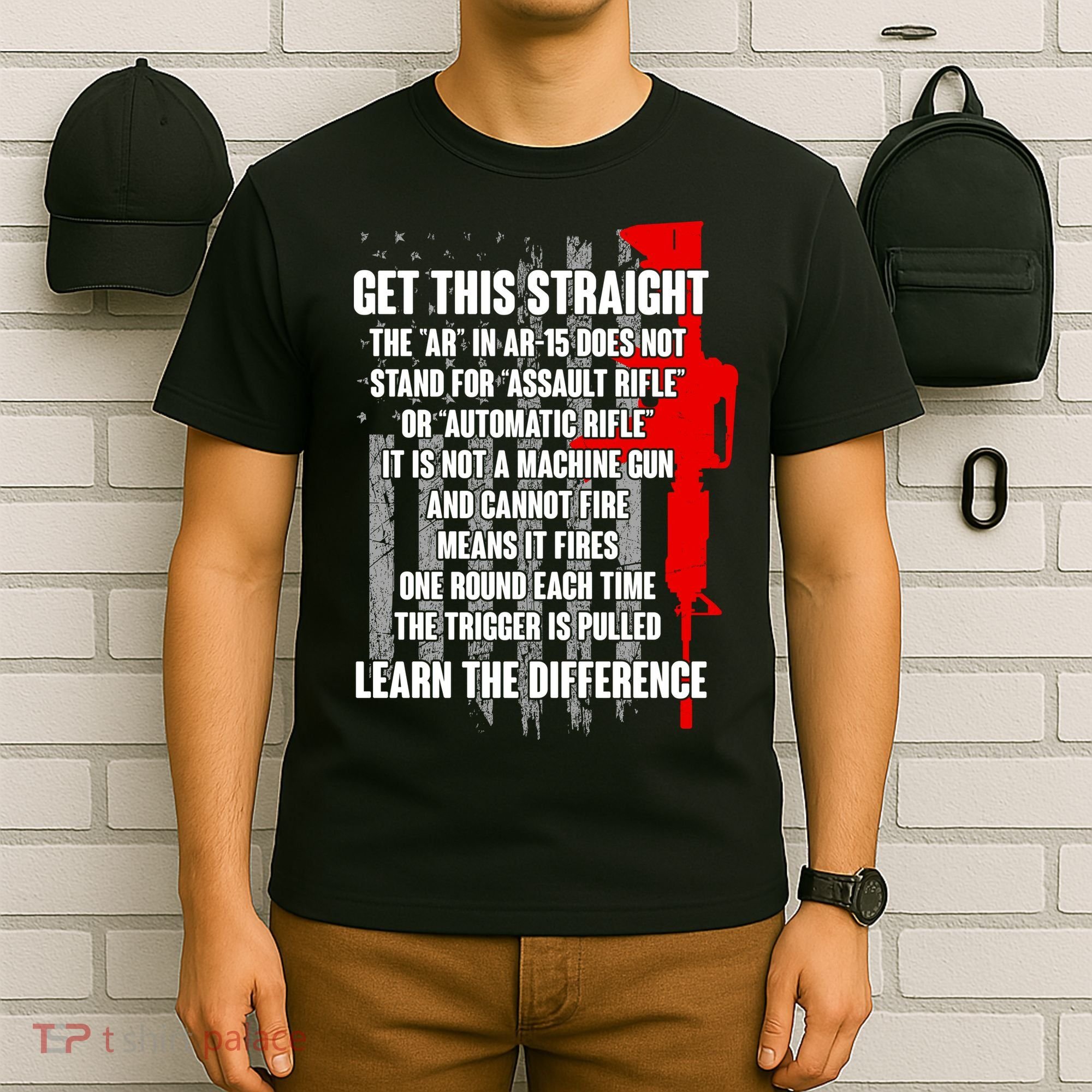 Get This Straight AR-15 US Flag T-Shirt