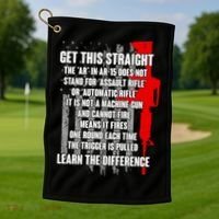 Get This Straight AR-15 US Flag Golf Towel thumb 1