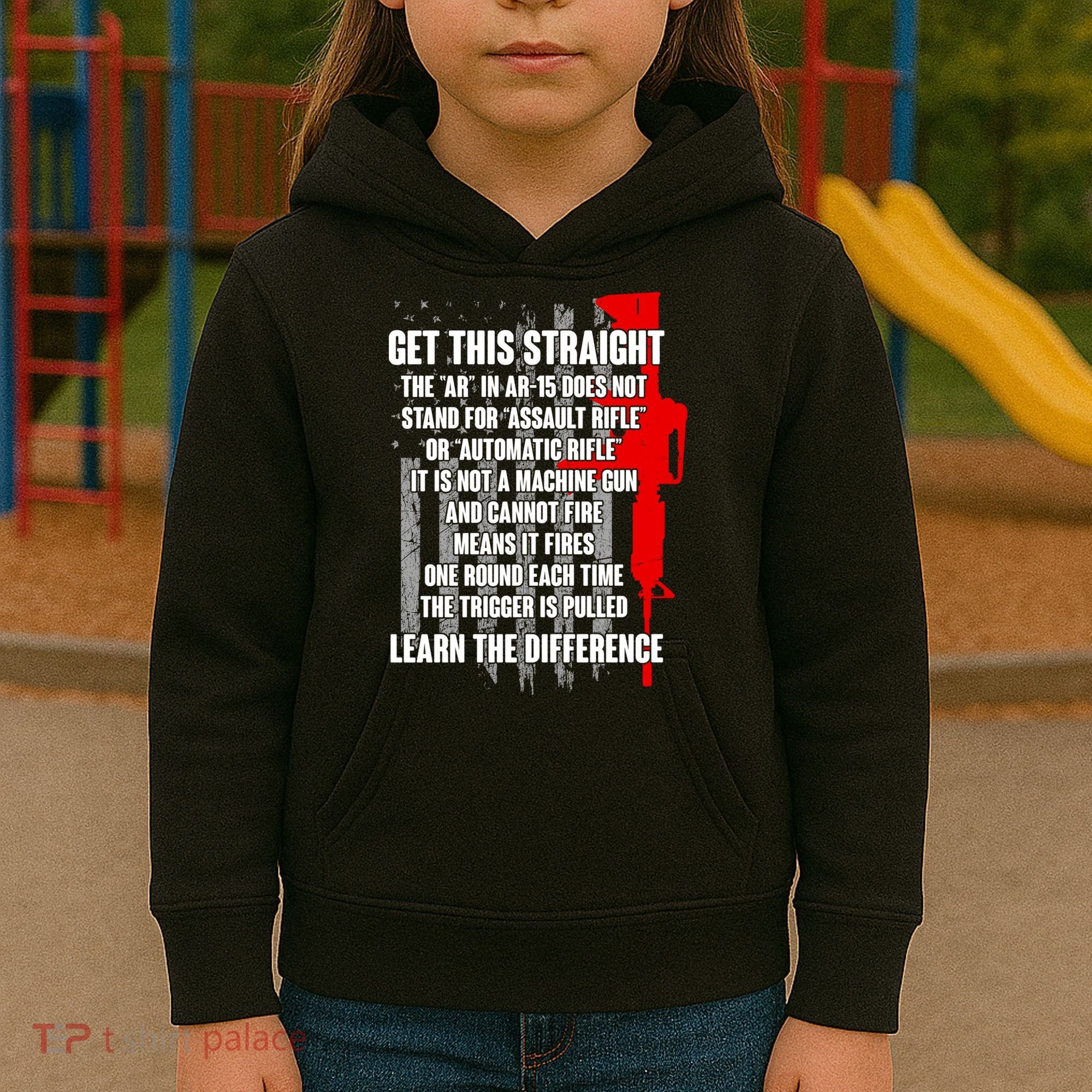 Get This Straight AR-15 US Flag Kids Hoodie